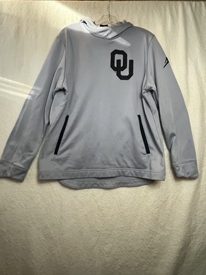 Jordan OU Oklahoma Sooners Pullover Center Hoodie Large Gray Jumpman Black  Tag - Main Image