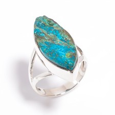Natural Raw Azurite Druzy Ring 925 Sterling Silver Handmade Rings Gift Jewelry