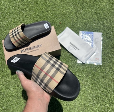 #ad Burberry Nova Check Logo Slide Sandals Black Beige Women’s US Any size $76.50