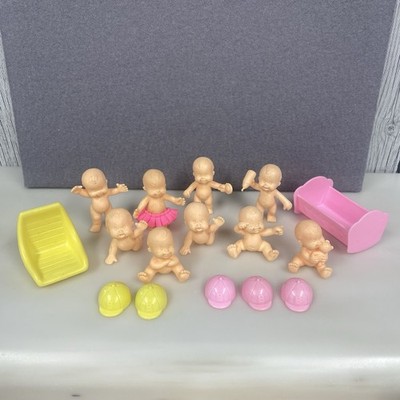 Vintage Mattel Arco Magic Nursery 9 Mini Baby Dolls & Accessories