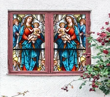 3D Our Lady Baby ZHUA657 Window Film Print Sticker Cling Stained Glass UV