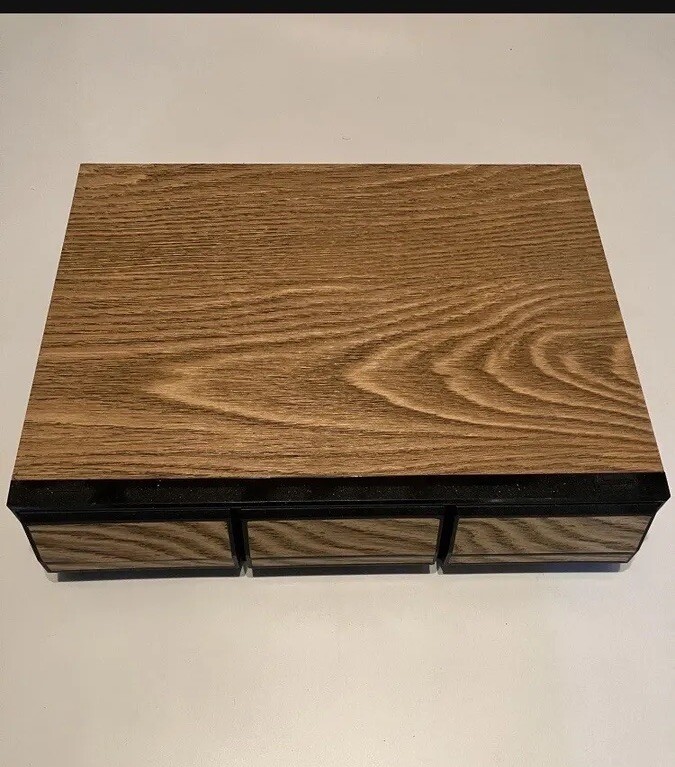Vintage Faux Wooden 3 Drawer Cassette Tape Holder - 36 Tapes -