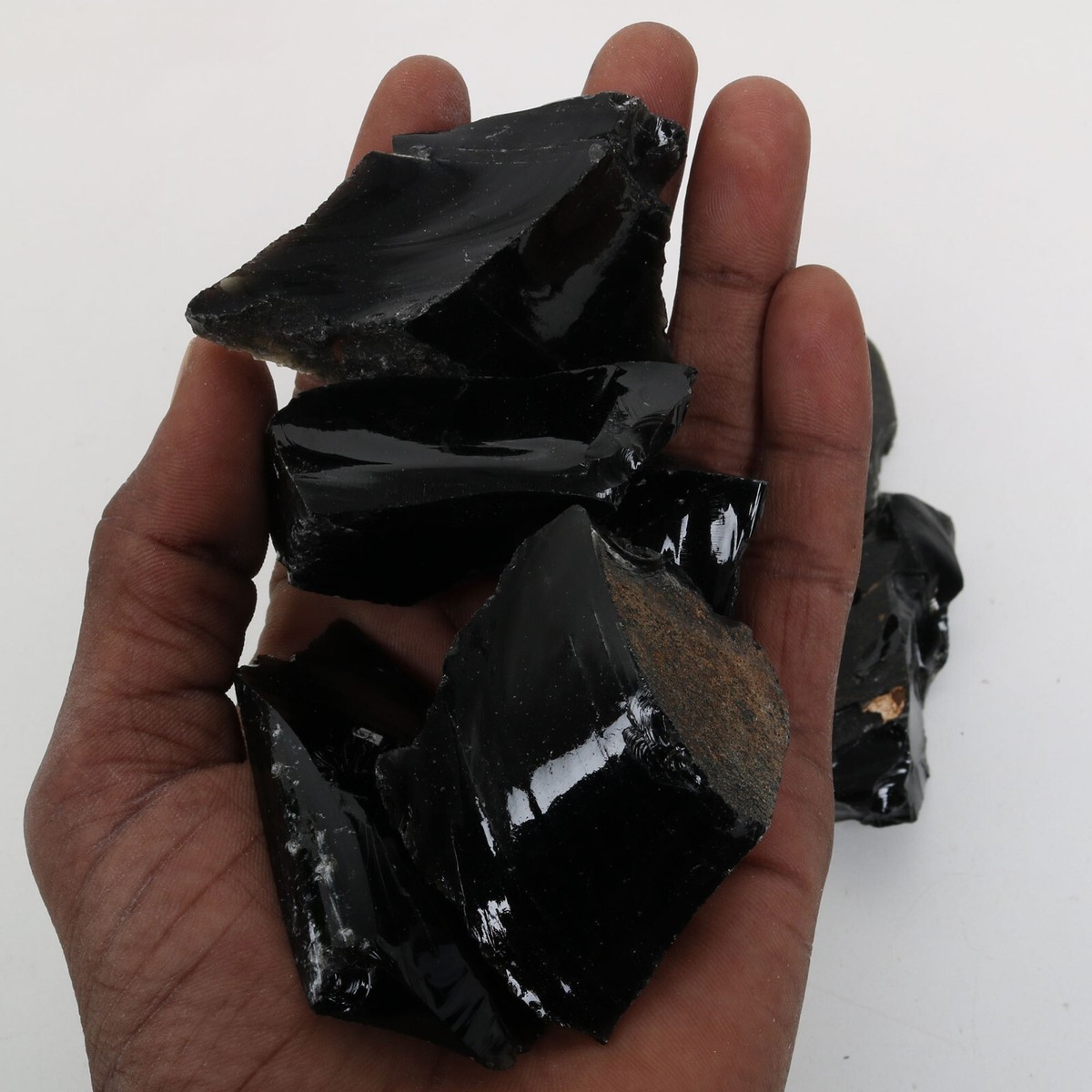 300 Ct Natural Black Obsidian Rough Loose Stones Lot + 1