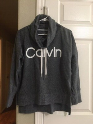 Women's Calvin Klein Cowl Neck Hoodie--Gray--Size S