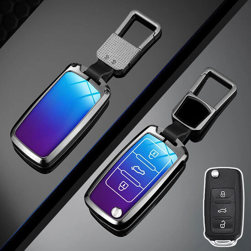 Zinc Alloy TPU Car Key Fob Case Cover For VW Golf Passat CC Jetta Tiguan Beetle - Imagem 3 de 4