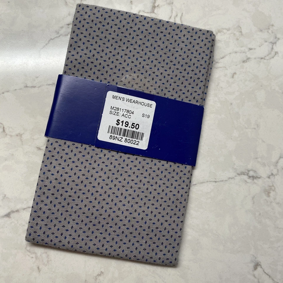 EGARA Pre Folded Pocket Square Gray Blue Flecks Cotton Blend Handkerchief Hanky - Image 4 of 4
