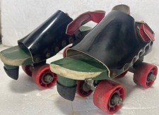 Rare 1970s Famolare Wood Sandals Clog Disco Roller Skates