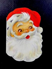 VTG Unused Hallmark Xmas Greeting Card Adorable Santa In His Bright Red Hat