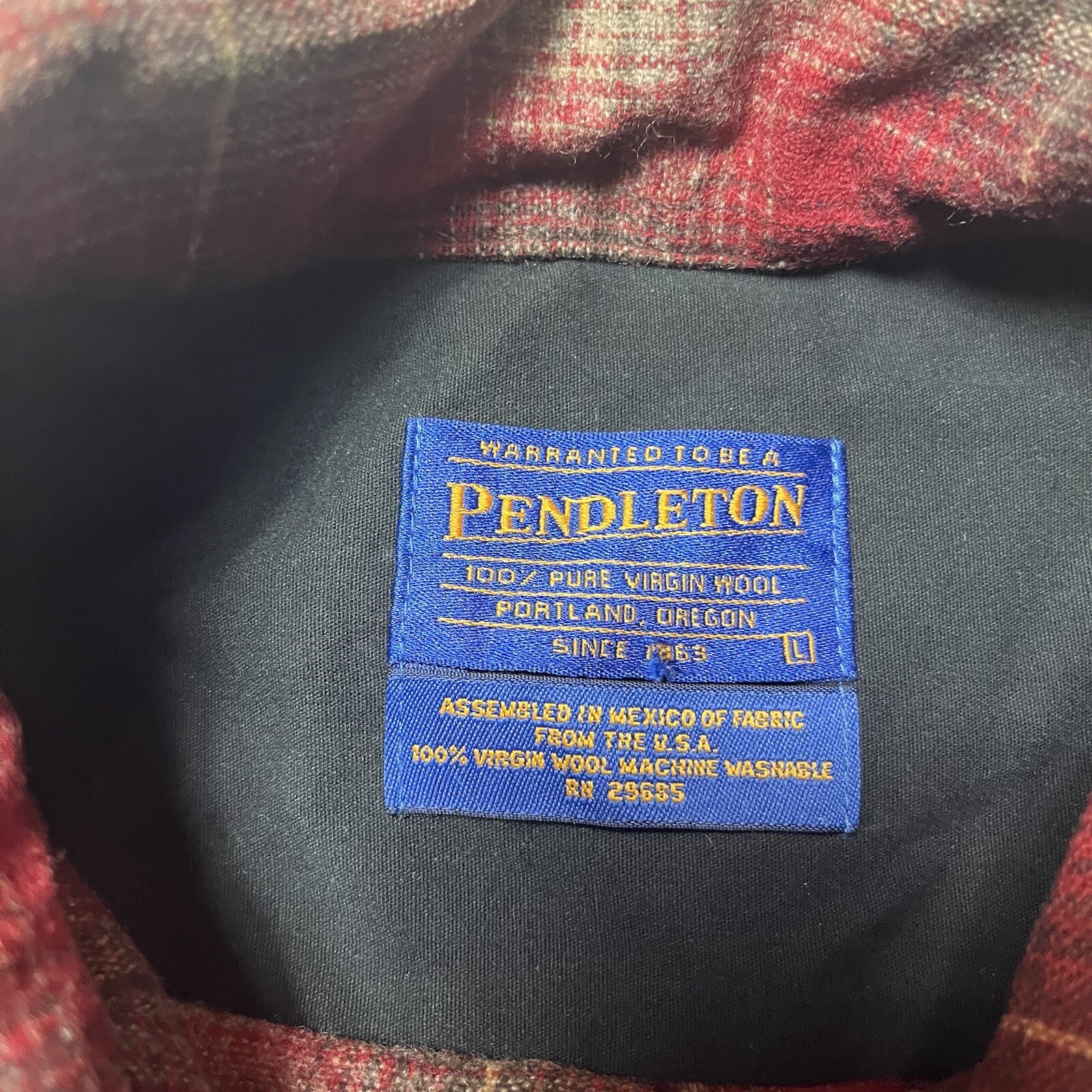 Pendleton Board Shirt Wool Loop Collar Plaid Flan… - image 4
