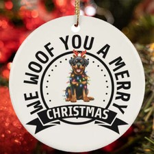 We Woof You A Merry Christmas Rottweiler Dog Lover Ornament Gift Decor Hanging