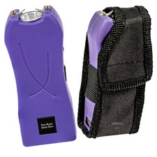 Rechargeable Runt Stun Gun, Flashlight, Disable Pin Strap & Holster - Purple