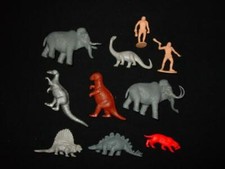 Set of 10 MARX Toys - 60-70's DINOSAUR  CAVEMEN Set - Mammoth, T-Rex, Etc