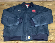 Vtg Carhartt Jacket J13 Blk Canvas RED Quilt Lined Corduroy Collar Mens 2XL