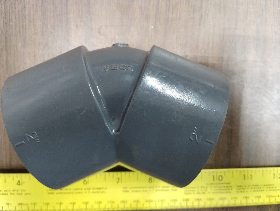 LOT OF 3  NIBCO 2" 45 DEGREE ELBOW SOCKET X SOCKET SLIP GLUE SCH 80 PVCI NFS-PW - Image 3 of 4
