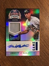 Mark Mathias 2015 USA Baseball Game Gear Sapphire Patch Auto #69 Rangers /25