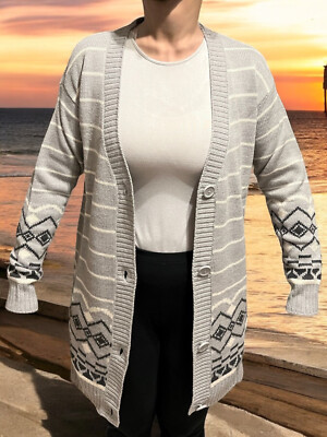 AJC Damen Strickpullover  Pullover Lang Sweatshirt Gr. 36/38