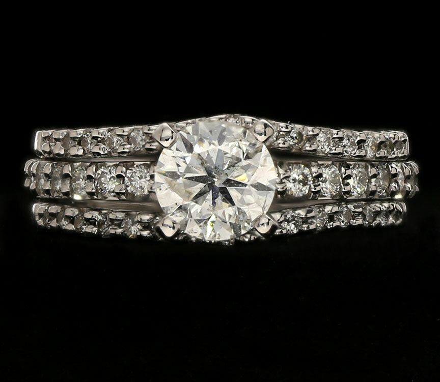 REDUCED 20% - .95CT diamond engagement ring wedding insert enhancer set ...