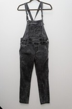 Free People Overalls Skinny Ankle W 26 Washed Denim Black Eclipse Boho