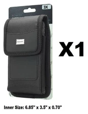 3XL RUGGED CELL PHONE VERTICAL POUCH WITH METAL CLIP BELT LOOP HOLSTER+CARD SLOT