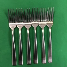 Cambridge Rachel Slant Tip Glossy Stainless Flatware Lot of 6 Dinner Forks