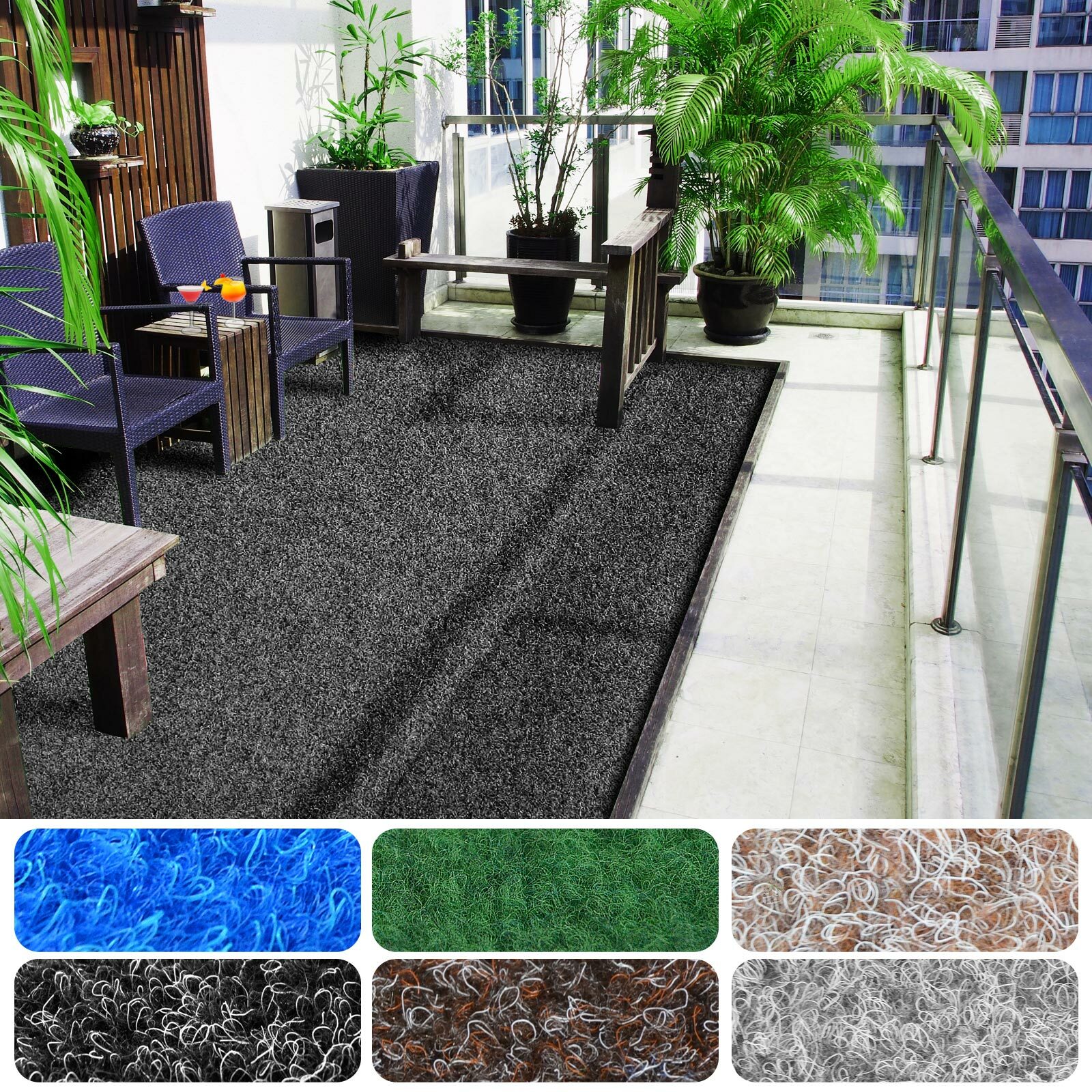 Kunstrasen Rasenteppich Balkon Garten Teppich Fertigrasen Terrasse