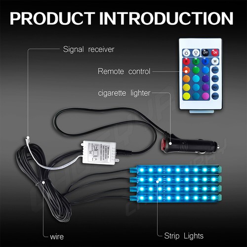 For BMW 1 Series F20 - 4X Neon LED Car Interior Strip Lights Atmosphere 12V NEW - Picture 5 of 10