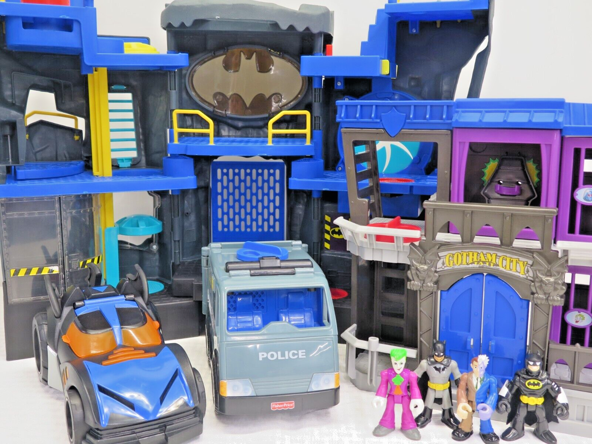 Imaginext DC Super Friends Batman Lot Batcave Gotham Jail Police Van  Batmobile