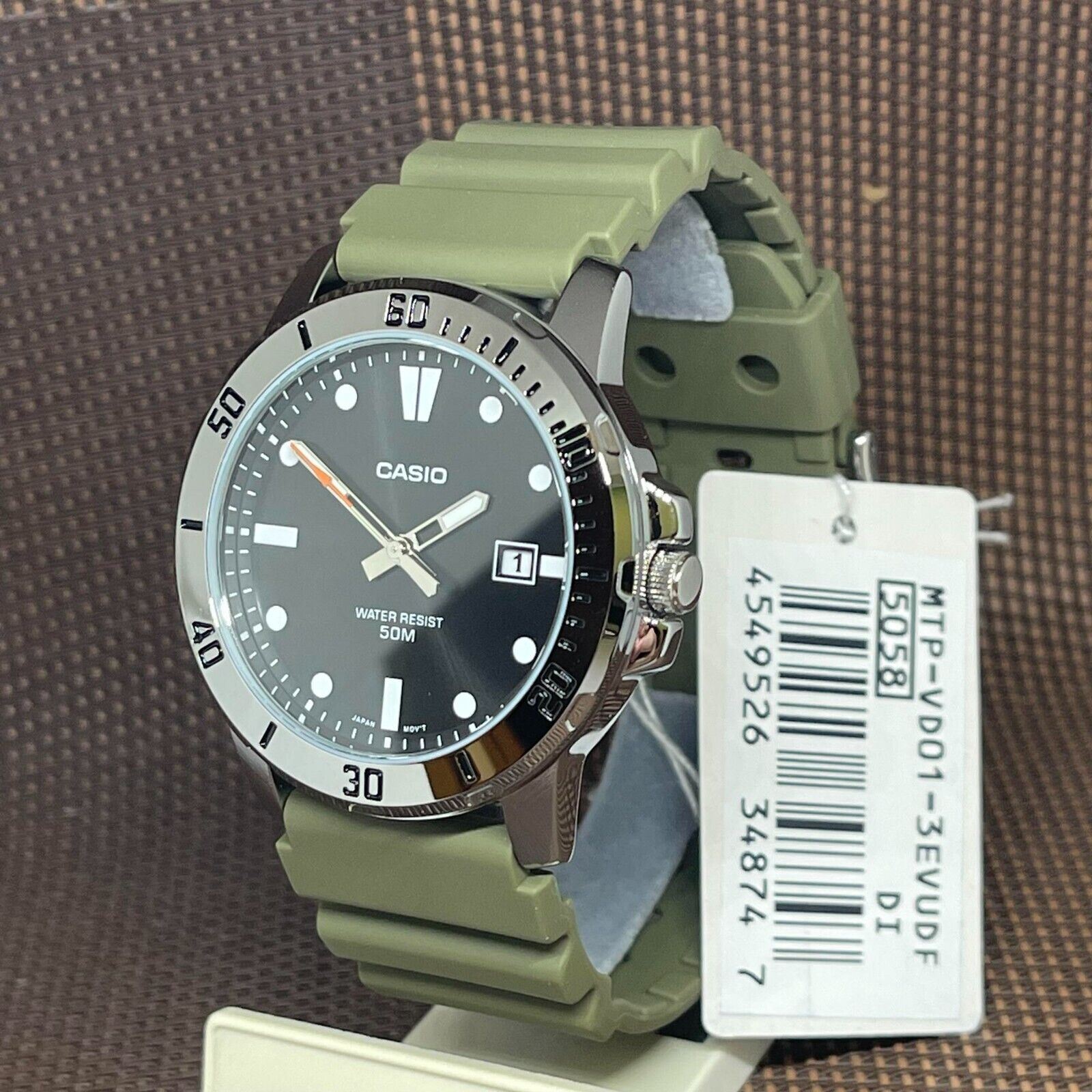 Montre Homme CASIO MTP-VD01-3E - Boîtier Acier Inox - Cadran Noir Analogique - Quartz - Neuve Avec étiquettes