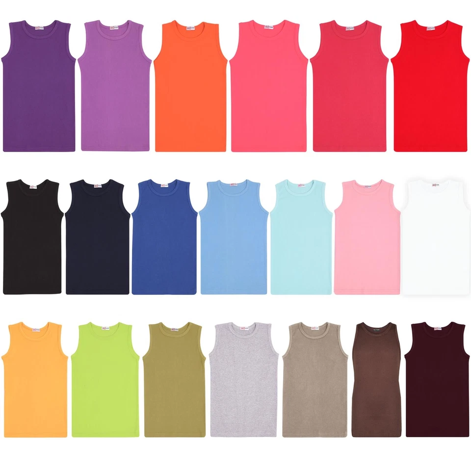 A2Z 4 KIDS Kinder Mädchen geripptes stilvolles Trägertop 100 % Baumwolle Mode T-Shirt neu Alter 5-13 Jahre