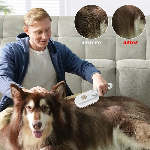 Cat Steam Brush Steamy Dog Brush 3 in 1 Electric Spray Massage Pet Grooming - Picture 7 of 9