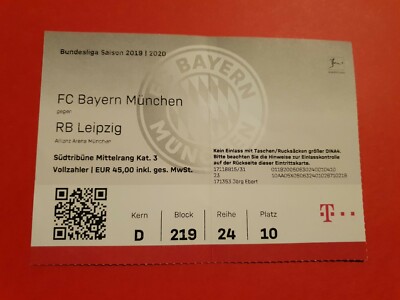 Used Ticket Bundesliga 2019/20 FC Bayern Munich vs RB Leipzig 