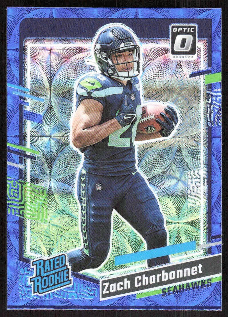 2023 5324C Donruss Optic Rated Rookie Preview Blue Scope Prizm Zach Charbonnet