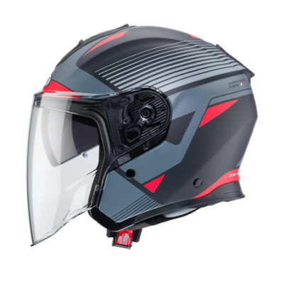 Fiber Jet Helmet Motorcycle CABERG FLYON RIO Matte Black Red Size L