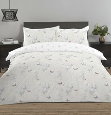 Night Comfort Toile Floral Butterflies Print Duvet Cover with Pillowcase, Beige