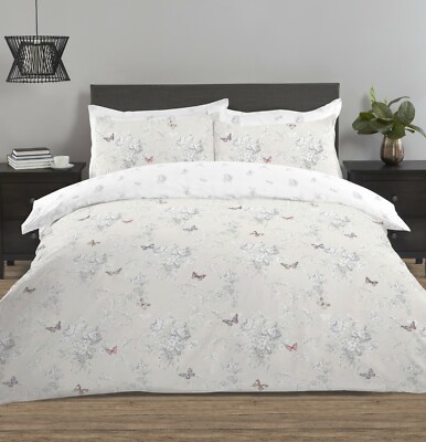 Night Comfort Toile Floral Schmetterlinge Print Bettbezug mit Kissenbezug, Beige
