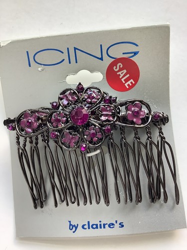 Vintage Purple Claire’s Jeweled Hair Claw Barrettes Retro Y2K Boho Rhinestone - 第 1/3 張圖片