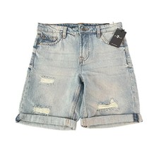 7 For All Mankind Youth Distressed Denim Shorts Light Wash Folded Hem, Size 12