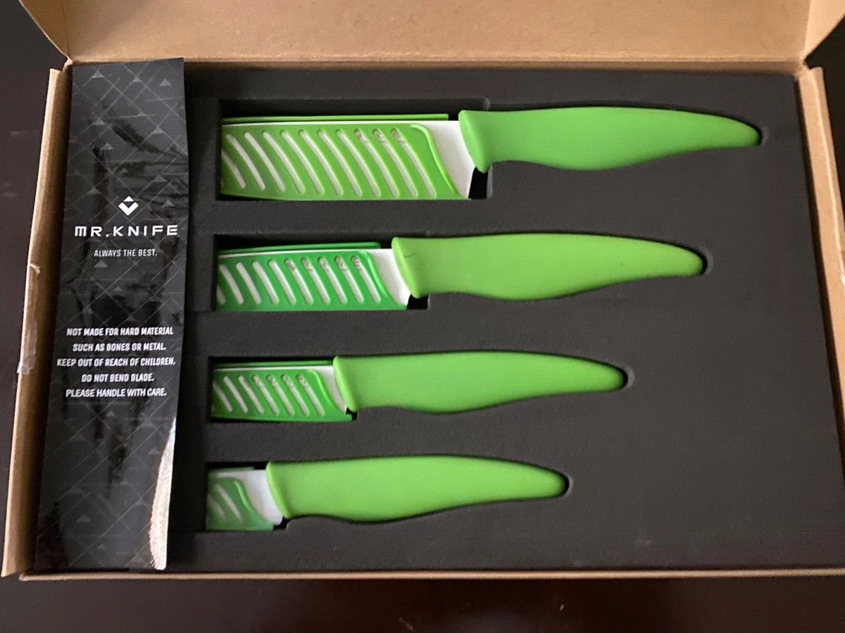 sale: Ceramic Knife Set 4pcs 3*45''6 Chef Knife Silicone handles: Green