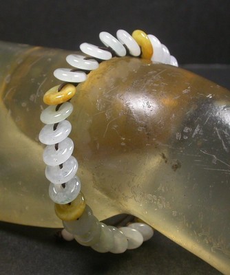 Yellow 100% Natural A JADE Jadeite Bead Circle Donut Bangle Bracelet 274221