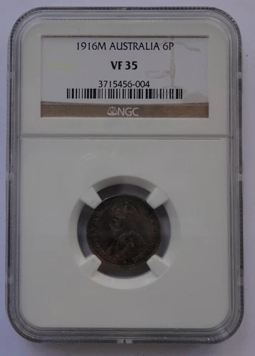 AUSTRALIA   COIN 6 PENCE 1916 M  NGC  VF  35 