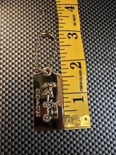 COACH Horse Carriage Leather Tag Charm Keychain Gray Vintage Style Auth