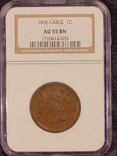 1856 Braided Hair Large Cent NGC AU55 BN &bull; Choice Early Copper Type Coin