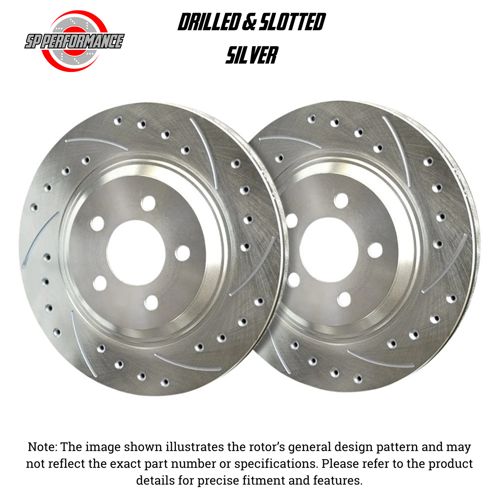 SP Performance F19-3024-P Drilled/Slotted SLVR Zinc Front Rotors 91-96 Acura NSX