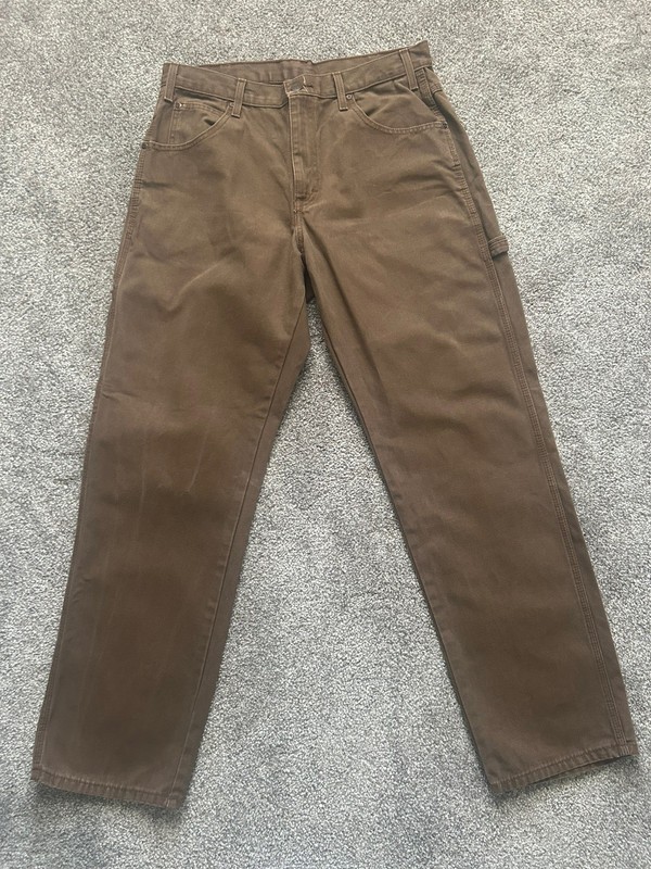 Dickies Duck Canvas Men's 33x32 Brown Relaxed Fit Carpenter Pants 1939RMS
