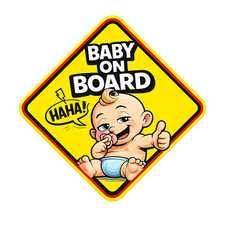 Sticker Buy 2 Get 1 Free Baby On Board Funny Vinyl Laminated Haha Yellow Usa