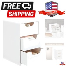 Mini Drawer Organizer with 3 Drawers   Multi-Functional Small White Storage B...