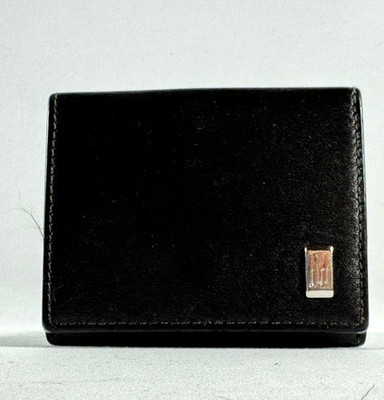 VINTAGE DUNHILL Black Compact Folding Coin Wallet / Card Case Combo, Autherntic