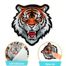 1 pc Embroidered Tiger Head Patch Sew On 6cm 2.36 in for Clothes/Crafts
