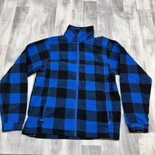   Youth Boys Size18/20 Columbia Full Zip Blue/Black Buffalo Plaid Fleece Jacket