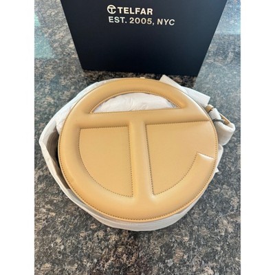 Telfar Circle Bag Tan Beige Vegan Leather Crossbody Handbag with Box and Dustbag
